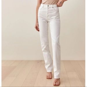 Reformation Cynthia High Rise Straight Long Jeans Porcelain (white)